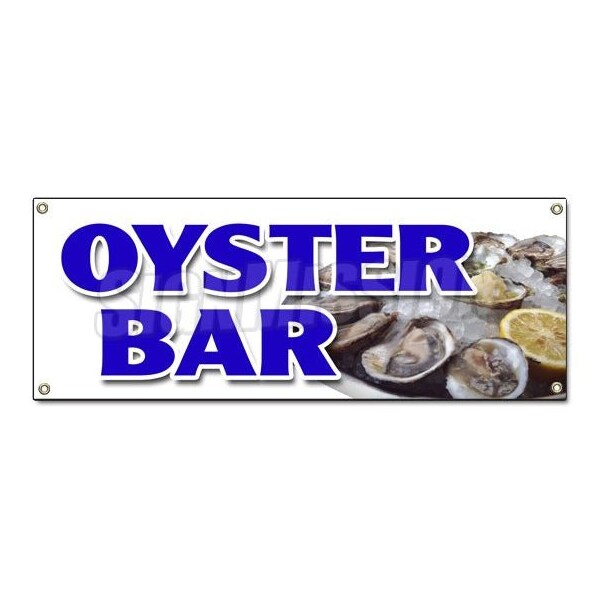 OYSTER BAR BANNER SIGN fresh clams crabs seafood beer liquor restaurant